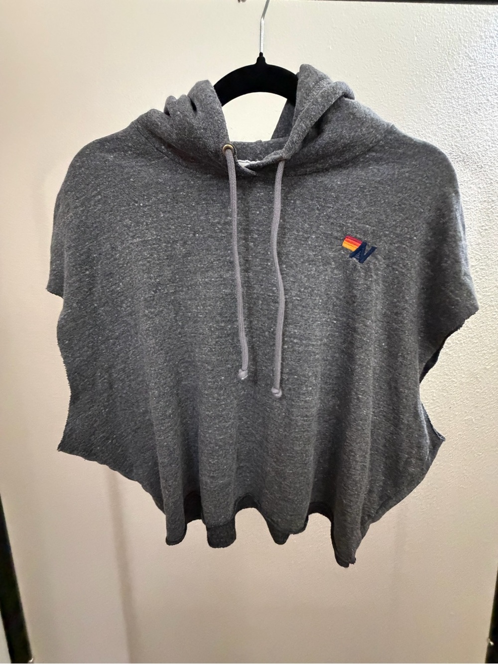 Aviator Nation Gray Hooded Draped Poncho with Subtle Logo